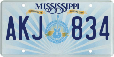 MS license plate AKJ834