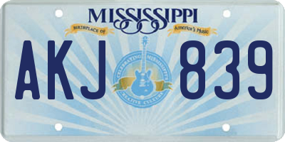 MS license plate AKJ839
