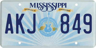 MS license plate AKJ849
