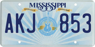 MS license plate AKJ853