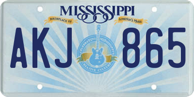 MS license plate AKJ865