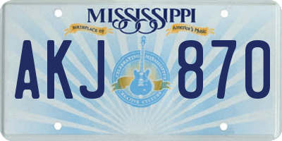 MS license plate AKJ870