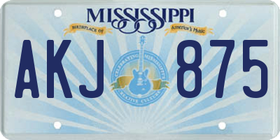 MS license plate AKJ875