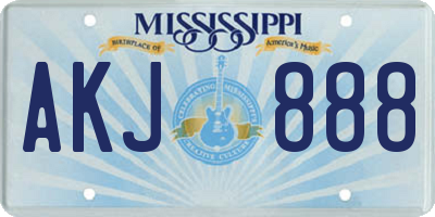 MS license plate AKJ888