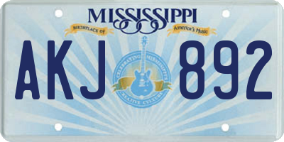 MS license plate AKJ892