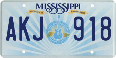 MS license plate AKJ918