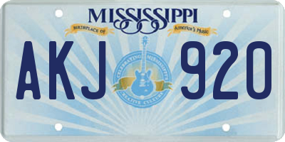 MS license plate AKJ920