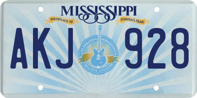 MS license plate AKJ928