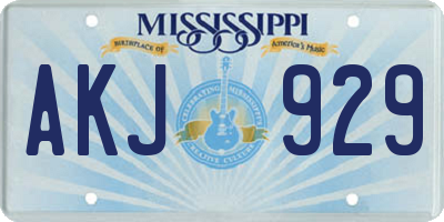 MS license plate AKJ929