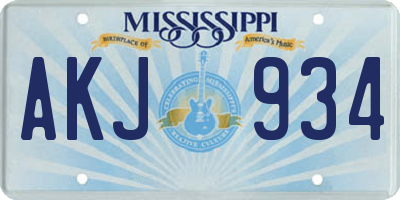 MS license plate AKJ934
