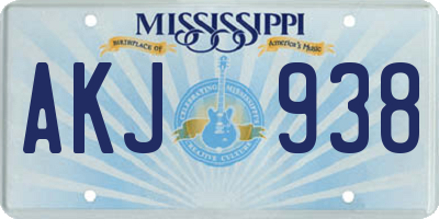 MS license plate AKJ938