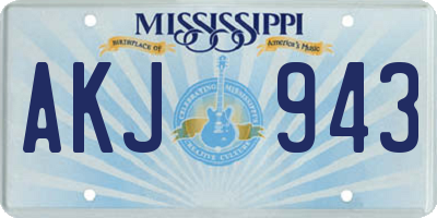 MS license plate AKJ943