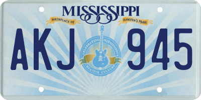 MS license plate AKJ945