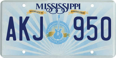 MS license plate AKJ950