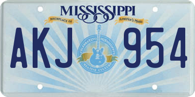 MS license plate AKJ954