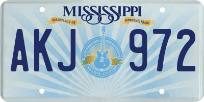 MS license plate AKJ972