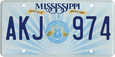 MS license plate AKJ974