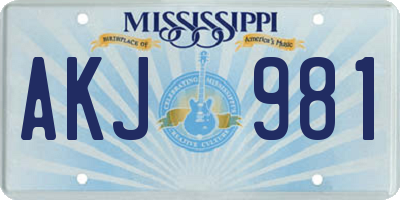 MS license plate AKJ981