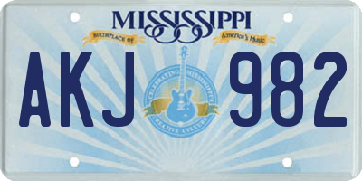 MS license plate AKJ982