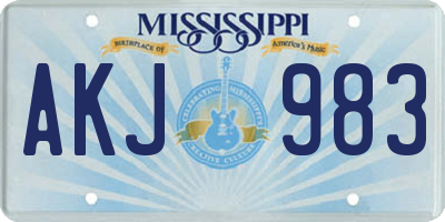 MS license plate AKJ983
