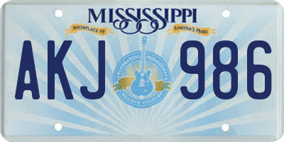 MS license plate AKJ986