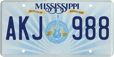 MS license plate AKJ988