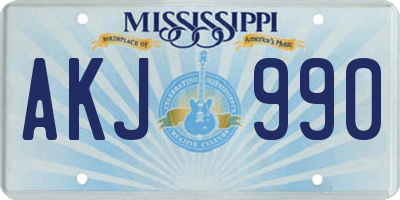 MS license plate AKJ990