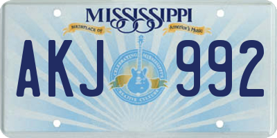 MS license plate AKJ992