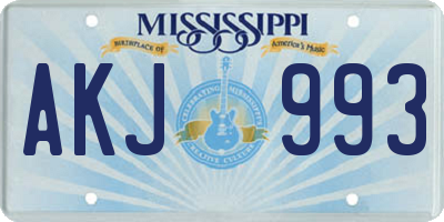MS license plate AKJ993