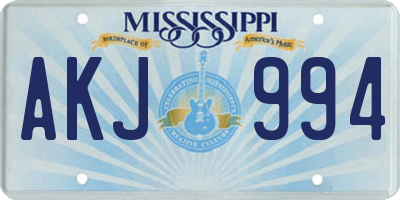MS license plate AKJ994