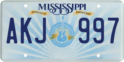 MS license plate AKJ997