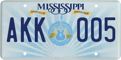 MS license plate AKK005