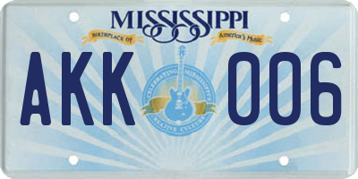 MS license plate AKK006