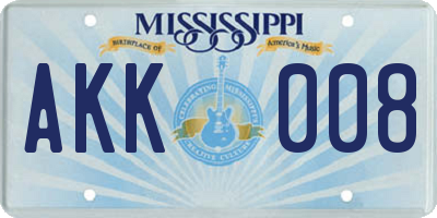 MS license plate AKK008