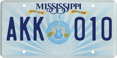 MS license plate AKK010