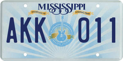 MS license plate AKK011