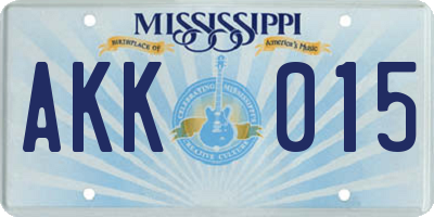 MS license plate AKK015