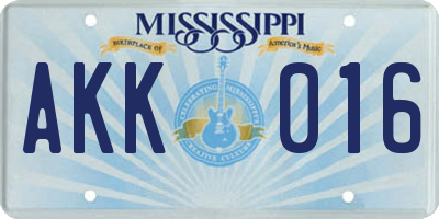 MS license plate AKK016