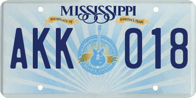 MS license plate AKK018