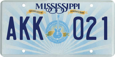 MS license plate AKK021