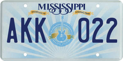 MS license plate AKK022