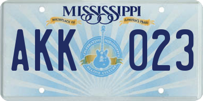 MS license plate AKK023