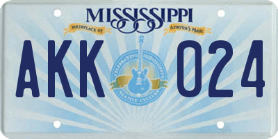 MS license plate AKK024