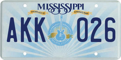 MS license plate AKK026