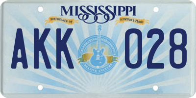 MS license plate AKK028