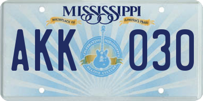 MS license plate AKK030