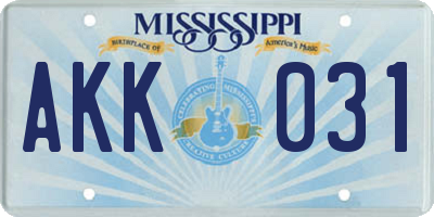 MS license plate AKK031