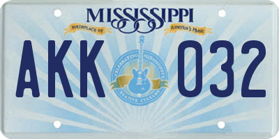 MS license plate AKK032