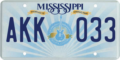 MS license plate AKK033