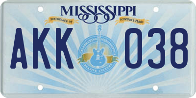 MS license plate AKK038